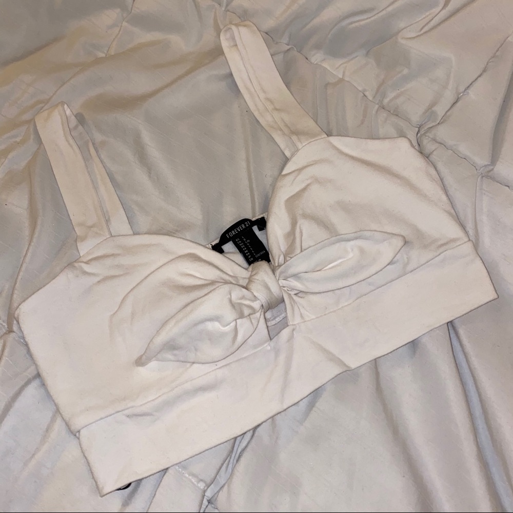 SOLD White Cropped Tie Front Tank Top